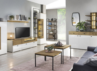 Set Modern Wohnwand Vitrinen RTV Schrank Wohnzimmer Barock Stil